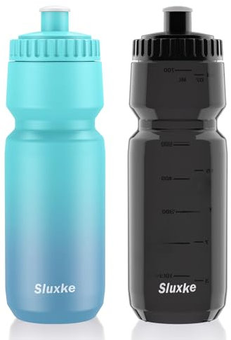 SLUXKE Borraccia da bicicletta, 720 ml, Easy Squeeze, senza BPA, inodore, a prova di perdite, adatta per attività all'aperto, fitness, ciclismo, corsa (verde blu e nero)