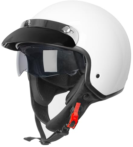 Zorax ZOR-605 Motorbike Open Face with Sun Visor - White XL (61cm)
