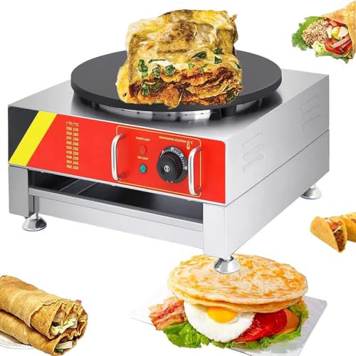 Plancha Hacer Crepes Eléctrica,Olla Hacer Crepes Comercial De 3000w,Máquina Hacer Panqueques Grandes De 16,Plancha Antiadherente Panqueques Cereales Con Esparcidor Madera,110V