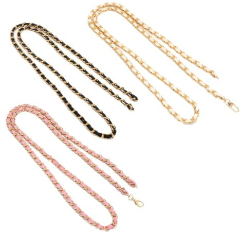 Roinaid 3 Stück Taschenkette 120cm Metall Handykette,Taschengurt Kette,Einstellbare Länge Chain Taschenriemen Geeignet für Damen-Umhängetaschen Umhängetaschen Geldbörsen(Mehrfarbig)