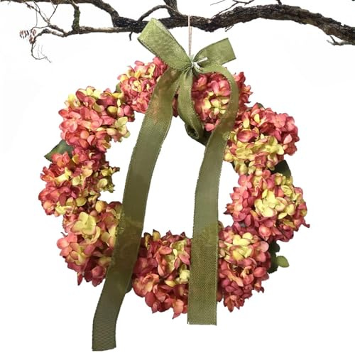Corona del Ringraziamento per porta d'ingresso, corona di autunno naturale fiori secchi corona di ortensia corona di fiori colorati per porta d'ingresso, corona rustica coppia