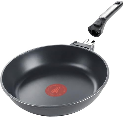 ECODE® Padella Antiaderente per Induzione e Gas 24 cm con Manico Removibile – Adatta a Forno, Lavastoviglie e Tutti i Piani Cottura – Padelle in Alluminio Fuso Non Tossiche con Indicatore Temperatura