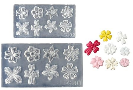 RGYBAO Lot de 2 moules en silicone pour nail art Moules template pour nail art en forme de fleur Texture silicone pour esthéticiennes et apprenants en nail art