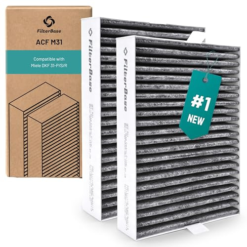 FilterBase® Activated Carbon Filter Pack of 2 for Miele DKF 31-P | Suitable for Active Air Clean Cooker Hood DAS 4x40 DAS 8x30 DAS 2x20 DAS 4x20 DAS 4x30 (ACM31)