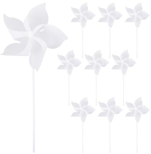 INOOMP 24 Pièces Moulin à Vent Jouet en Plastique Blanc pour Bricolage Créatif DIY, Améliore la Motricité, Fournitures de Loisirs Créatifs, Assemblage Sûr