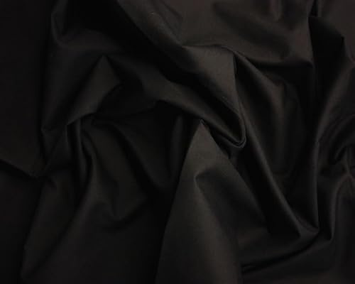 Needleberry Black Polycotton Fabric - 1 Metre x 112cm - 80% Polyester 20% Cotton - Lightweight Durable Material for Sewing, Crafts & Dressmaking