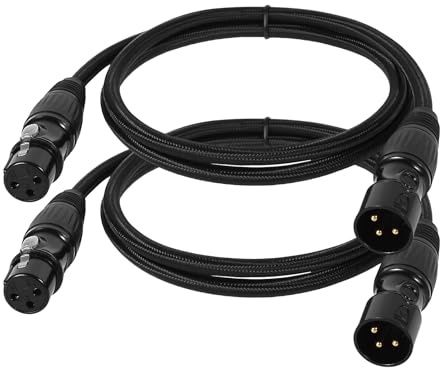 PEIZHIYC 2 Stück Mikrofonkabel XLR Stecker auf Busche Kabel 1M 3-Pin DMX Kabel XLR Patchkabel für Mikrofon, Mikrofon, Kamera, Mischpult, Lautsprecher