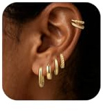 Yowivon 6 Pairs Gold Hoop Earrings Set for Women, Chunky Dainty 14K Gold Plated Lightweight Stack Earring Sets, Hypoallergenic Small Huggie Hoops Earrings for Multiple Piercing Trendy Jewelry