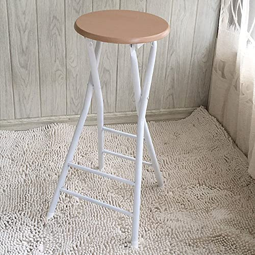 Sgabello pieghevole in legno, rotondo, portatile, con poggiapiedi, per bancone della cucina e campeggio, altezza 60 cm e 70 cm