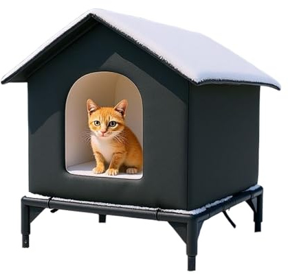 ETUCYNG Katzenhöhle Outdoor 4600D Oxford-Gewebe Katzenhöhle Für Draußen Winterfest Isoliertes Aluminiumfolienauskleidung Katzenhaus Erhöhte Füße Unterschlupf Für Streunende Katzen Für Scheune