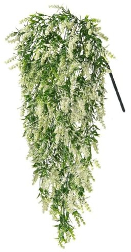FACAIIO Artificial Hanging Vine Plant with 5 Branches, 70cm White Faux Flowers for Indoor Outdoor Decor, Wall Hanging Houseplant for Home, Office, Garden