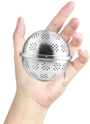 NUOBESTY Edelstahl Gewürzsieb Tee Ball aus Netzgewebe 11cm Feinmaschig Silberfarben für Losen Tee und Gewürze für Teehaus und Restaurant