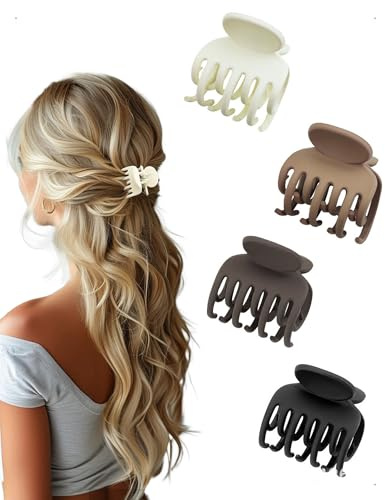 KONFEN 4 Pièces 4 cm Double couche Petite Pince Cheveux, pince cheveux femme Simplicité Française Matte Mini Antidérapant Accessoire banane accessoires