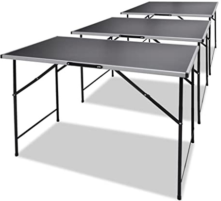 Ziaphsol Tapeziertische 3 Stk. klappbar, Falttisch Set aus Aluminium und MDF, 100 x 60 x 82 cm, schwarz, platzsparend tragbar als Campingtisch Gartentisch Arbeitstisch für Marktstand und Party
