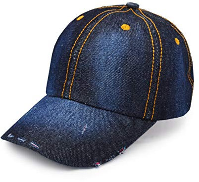 UltraKey Jeansbaseballmütze, Unisex Sport Casual Damen Herren Sonnenhut Outdoor Cowboyhut Shabby Design Marine Blau