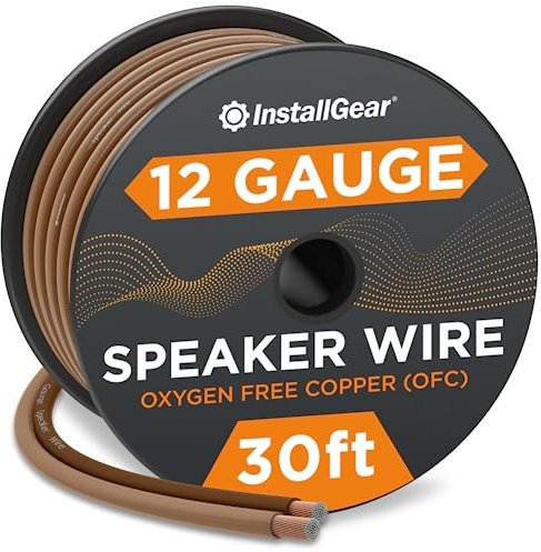 InstallGear 12 Gauge Speaker Wire - 30ft Brown 12 AWG - Deoxidized Copper True Spec Soft Touch OFC Cable for Outdoor Speakers