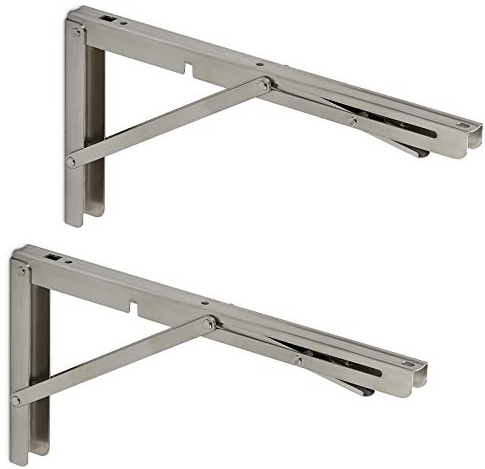 SOTECH 1 Paar Schwerlast- Klappkonsolen echt Edelstahl (350 x 175 mm) | Tragkraft bis 150 kg, für die Wand-Montage, Klappbeschläge