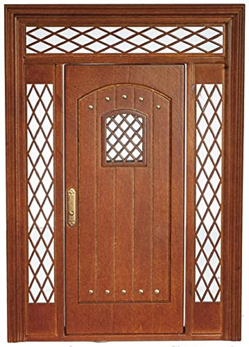 Dolls House Tudor Door & Fanlight JBM Miniature Front Entrance DIY Accessory 1:12