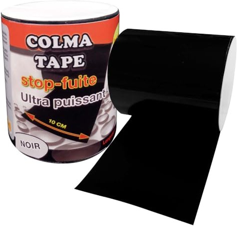 EURO VANADIUM Ruban anti fuite Colmatape 150 cm - Adhésif étanche PVC | Ruban adhésif anti-fuite souple en PVC, 150 cm de long, étanchéité instantanée sur tous supports, même sous l'eau