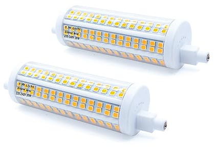 Y.W.Licht R7S LED 118mm Dimmbar Warmweiß 3000K 20W Lampe Birne Ersatz für 200W Halogenstäbe J118 Typ Linear Beleuchtung R7S led Stablampe 118mm Glühlampe für Stehlampe Fluter (2 Stück)