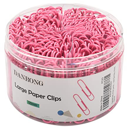 DANRONG Pink Jumbo Paper Clips, 265pcs 2 Inch Paperclips,Large Pape Clips for Paperwork Ideal for Home, School and Office Use (2 in, Pink)