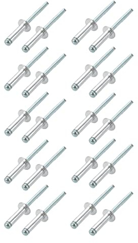 PATIKIL 6mm x 20mm Cieco Rivetti, 20pz Alluminio/Acciaio Aperto Fine Rivetto Fissaggio