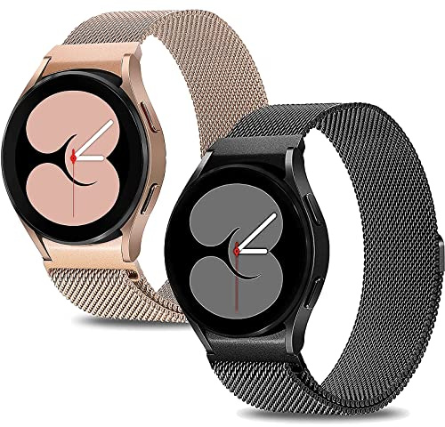 MATCHEASY 2 Stück Metall Armband für Samsung Galaxy Watch 40-47mm (4/5/6/7, Classic, Pro) - Lücke Edelstahl Mesh Solo Loop Band für Damen/Herren