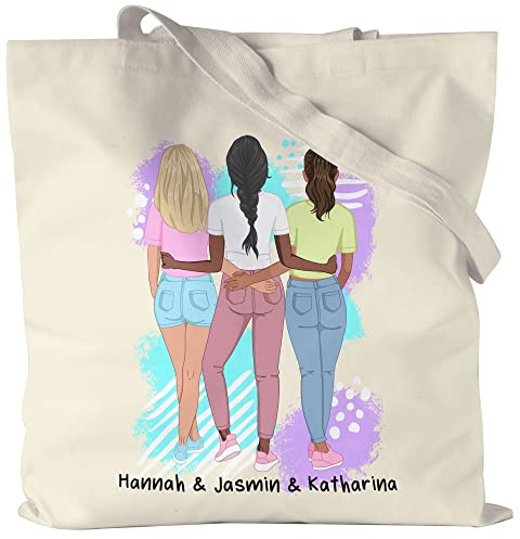 Kiddle-Design 3 Beste Freundinnen Jutebeutel Personalisiert Freundinnen Geschenk BFF Friends Freundin Schwester Freundschaft Selbst Gestalten