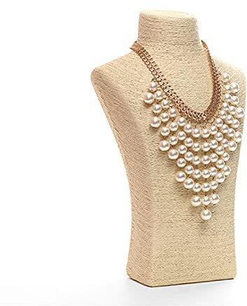 Schmuckständer Halskette Kette Schmuckbüste Display Halter Ständer, Halsketten Display Halskette Schaufensterpuppe, Halskette Büste, Seil Schmuckständer Schmuckhalter (Farbe: Beige, Größe: 29 cm)