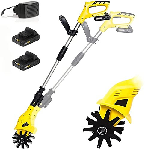 XCC Rotavator portátil inalámbrico, cultivadores de Suelo de Mano de 20v, cultivador de energía telescópico inalámbrico con 2 baterías Recargables y Cargador