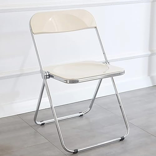 KAIHAOWIN Klappstuhl, Acryl Transparent Stuhl 48 x 48 x 76 cm, Klappsessel für Esszimmer, Wohnzimmer, Weiß