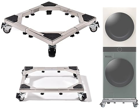 Hiver du blé Heavy Duty All Acero Inoxidable Mueble Frigorífico Soporte Base, Soporte Con Ruedas Lavadora, Lavadora Stand con Ruedas, Muebles Ajustables Dolly para Lavadora, Nevera y Secadora