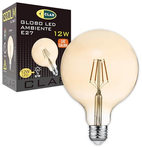 CLAR - Vintage Glühbirne E27 G125, Retro, Leuchtmittel E27 Vintage 2500ºK (Pack 1)