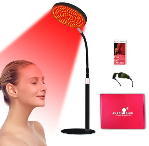 Akarishin Red Light Therapy Lamp for Face- Facial and Body Treatment with Adjustable Height Stand, 120 LEDs, 660nm, 850nm, 940nm - Alleviate Muscle Soreness, Skin Vitalit