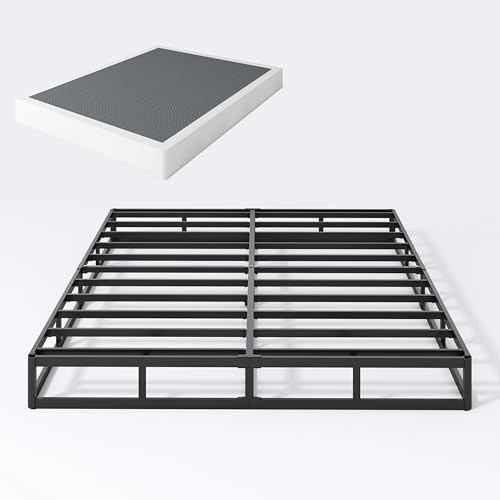 SHLAND 7 Inch Box Spring Full Size Bed Base, 3000 lbs Black Heavy Duty Metal Mattress Foundation with Easy Clean Fabric Cover, Noise Free,Easy Assembly