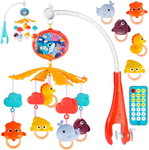 MalPlay Baby Musik Mobile für Bett Musikalisches Karussell Spieluhr Lichter Mit Fernbedienung Projektor Crib