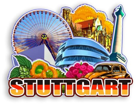Quwsne Kühlschrankmagnet Stuttgart Deutschland Kühlschrankmagnet Stadt Reise Souvenirs Touristengeschenke 3D klassische Sehenswürdigkeiten Handarbeit Handwerk Heimdekoration -1180, QS-WC-1180