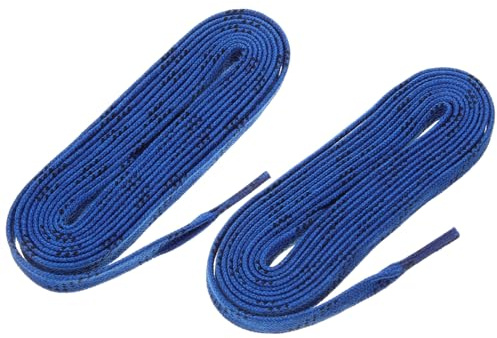 BELLIFFY Gewachste Schnürsenkel Blau, 1 Paar für Eishockeyschuhe | Polyester und Baumwolle, Verschleißfest als Ersatz für Alte Bänder, Passend für Ski und Sportschuhe