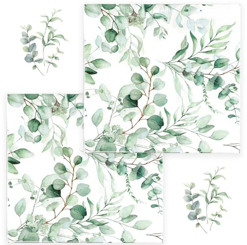 40 Stück Servietten Eukalyptus Grün,Hochzeitsservietten Dekoration | 2 Lagige Servietten Eukalyptus für Baby Shower Geburtstag Hochzeit Party Tisch Dekoration,33x33cm