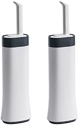 Silikon-WC-Bürsten-Set, schnell trocknend, starke Dekontamination, nagelfreie Installation, kreative lange Handbürste und Halter mit Kolben (Weiß, 2 Packungen)