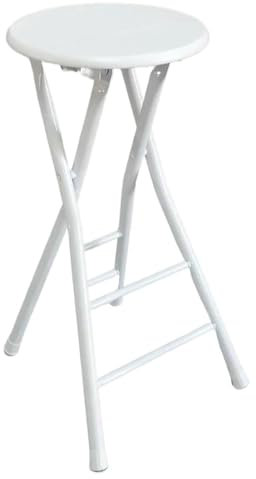 XQJLBZA Sgabello da Bar Pieghevole Senza Schienale, 70 CM Sgabello Alto Pieghevole con Poggiapiedi, Sgabello Portatile per la Colazione per Adulti, Struttura in Metallo(White)