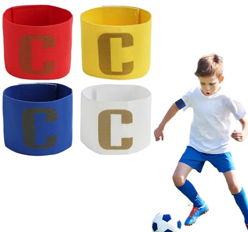 Annlpoy Set med 4 kaptenarmband för barn, justerbart kaptenarmband med kardborreband, perfekt för fotboll och andra lagsporter, bekvämt och synligt