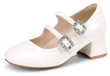 DREAM PAIRS Girls Dress Shoes Mary Jane Double Straps High Heel Wedding Party Dress Pumps for Toddler/Little/Big Kids,Size 1 Big Kid,White,KKUMPU2503
