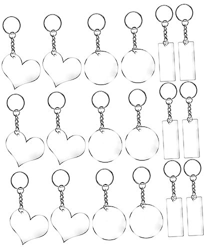 DIYEAH Schlüsselanhänger-set 24 Stück Acryl-schlüsselanhänger-rohlinge -zubehör Bastelmaterial