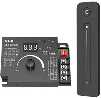V1-K Dimmer for strisce LED 12-48V DC PWM frequenza regolabile 1CH 20A manopola 2.4G Dimmer LED touch dimmer telecomando(V1-K and R11)