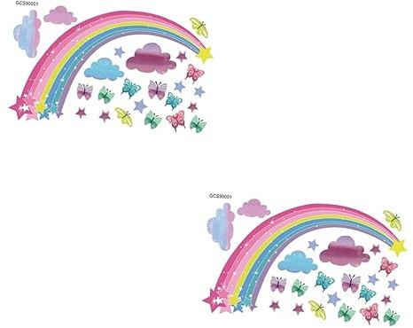 iplusmile 2 Sets Regenbogen Schmetterling Wandaufkleber Raumdekor Kindertapete Wandaufkleber Schlafzimmer Für Kinderzimmer Jungen Wandpapier Bunt