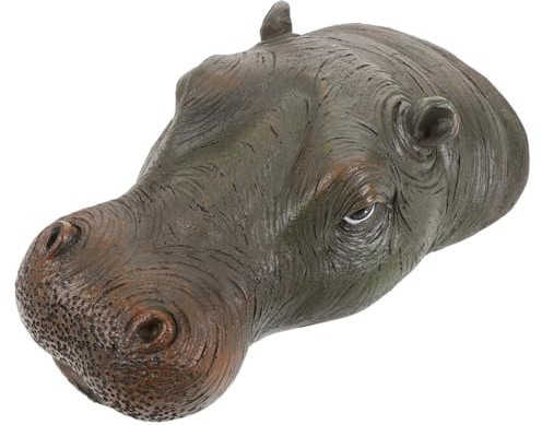 GALPADA Hippo Kopf Statue Garten Teich: Kunstharz schwarz 25.5 cm Teich Deko Realistische Schwimmende Garten Weihnachten Tischdeko für Haushalt Küche und Bad Wohnzimmer