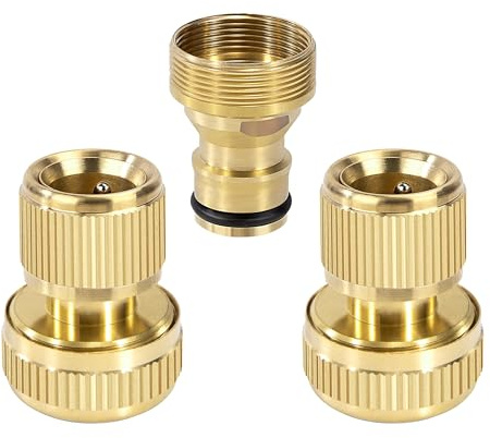 Elegrip 1 x Conector Rápido de Manguera de Jardín de de Latón 22 mm / 24 mm, 2 x Adaptador de Grifo de Conexión de 3/4'' DN20 Water Hose (OD 23mm, ID 19mm) para Conectar Tuberías