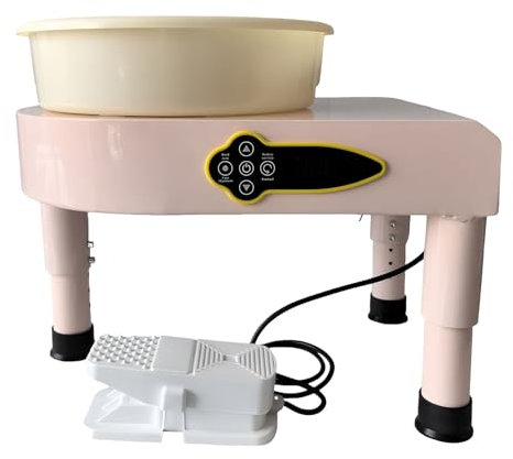 SHEUAO Keramik-Maschine Mit Fußpedal,25 cm,Elektrische Töpferscheibe Mit Abnehmbarem Becken,Für Töpferstudio,Töpferei,Heimwerken,Töpferei,Schule,Pink-B