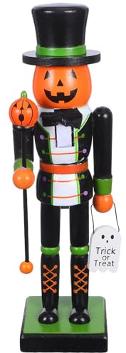ABOOFAN Nutcracker Ornament Halloween Wooden Nutcracker Figure Pumpkin Decorative Figurine for Holiday Parties Home Decor Festive Displays